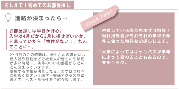 部屋探しの時期